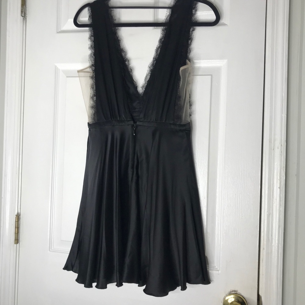 BEBE Silk Fit And Flare Lace Trim Babydoll Dress - Picture 8 of 11